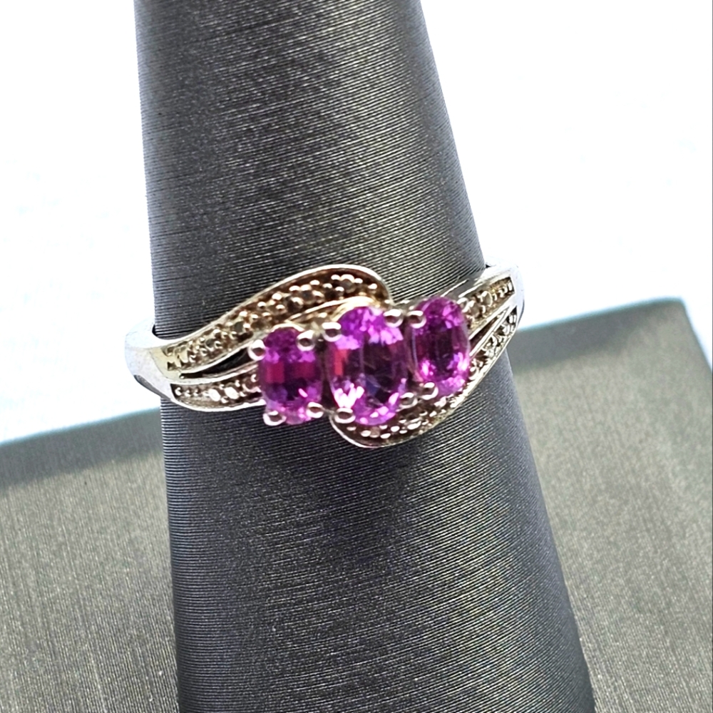 CHUCK CLEMENCY STS STERLING SILVER AND PINK QUARTZ RING SIZE 8.25